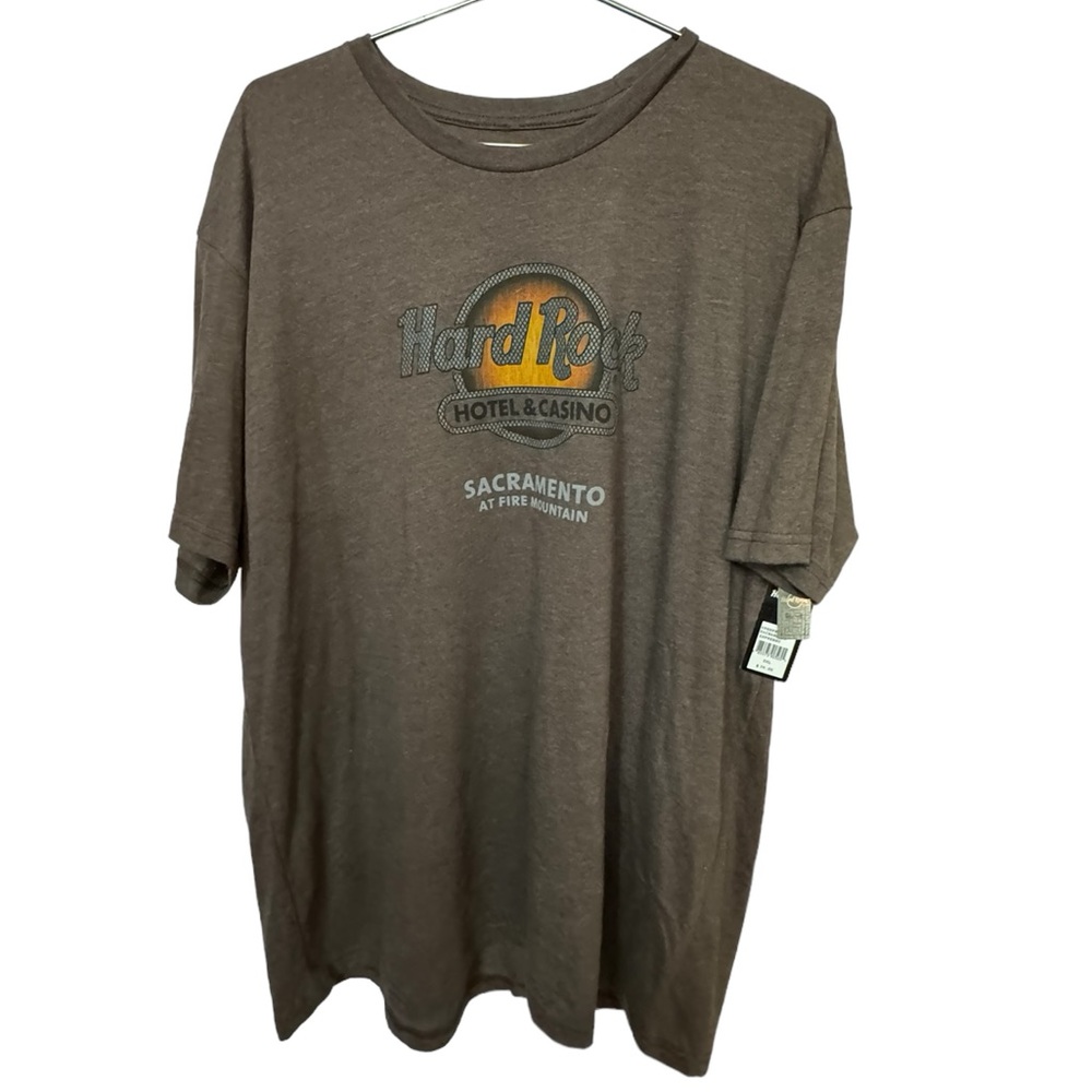 High End Hard Rock Cafe Casino Sacramento CA Brown Soft Men’s 2XL T-Shirt NWT